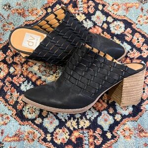 Dolce Vita Black Woven Heeled Mules